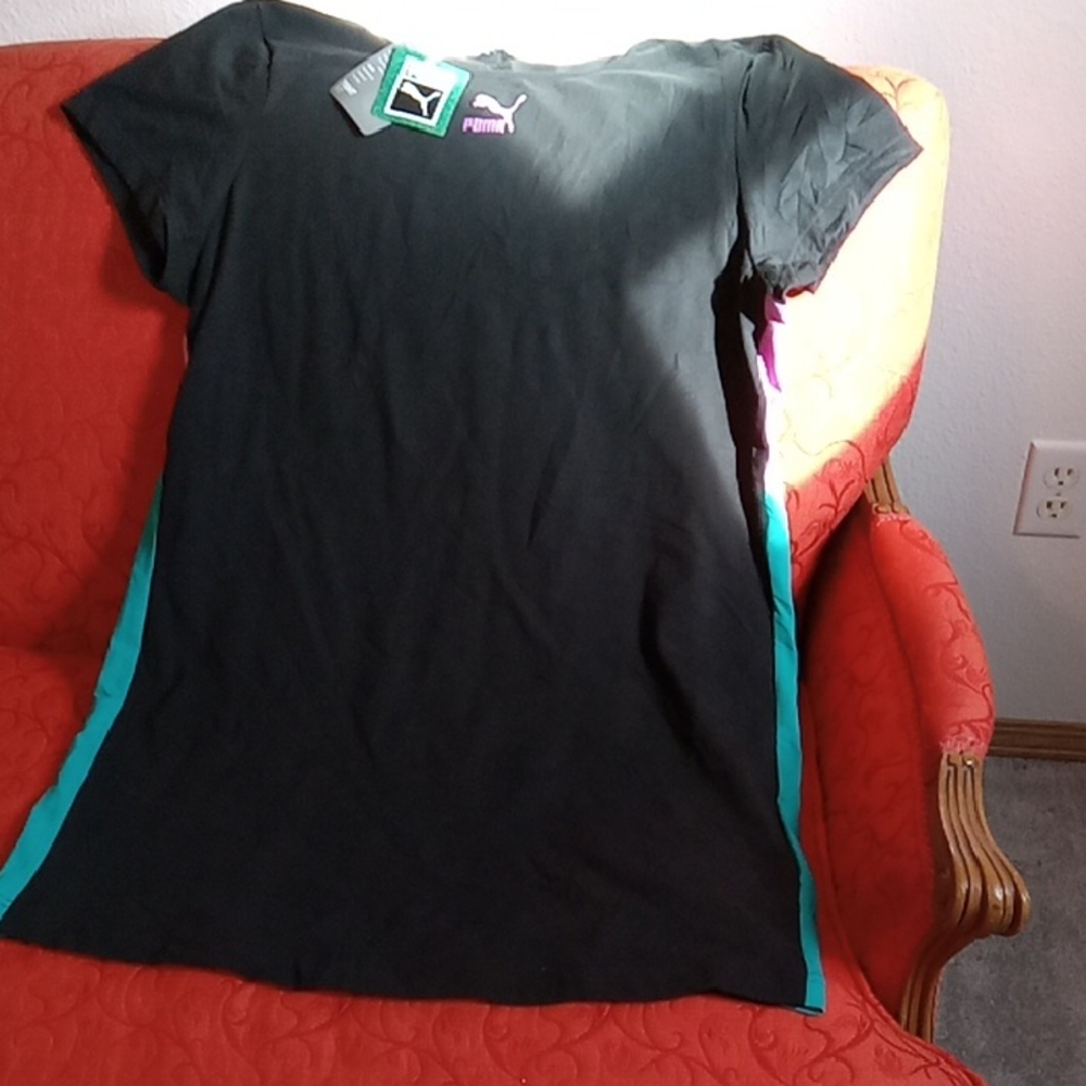 Nwt Puma Black T-Shirt Dress with Teal Accents